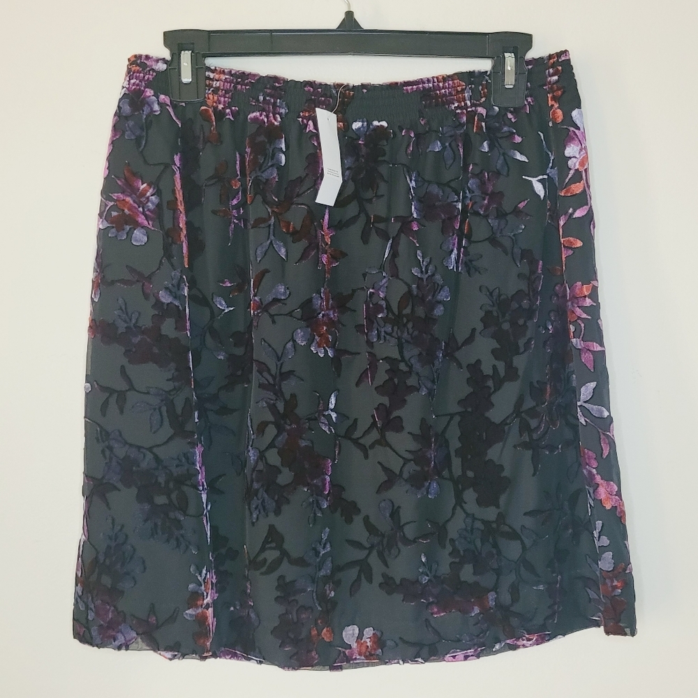 Ann Taylor Loft Burnout Velvet Skirt Mini Small Womens Lined Pull On Whimsigoth